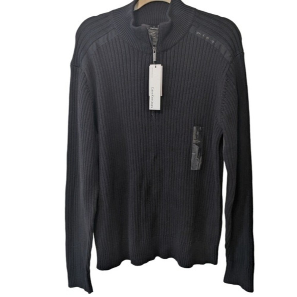 Calvin Klein Jeans Men's Black Quarter Zip Sweater Size XL